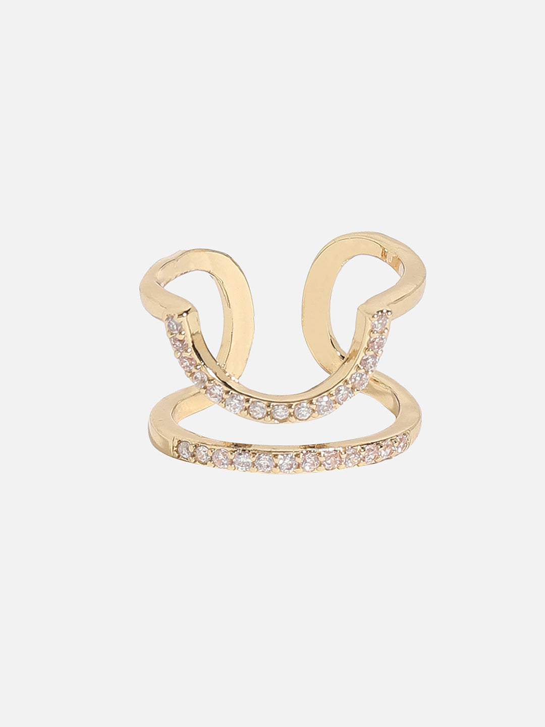 Gold-Plated Stone-Studded Finger Ring