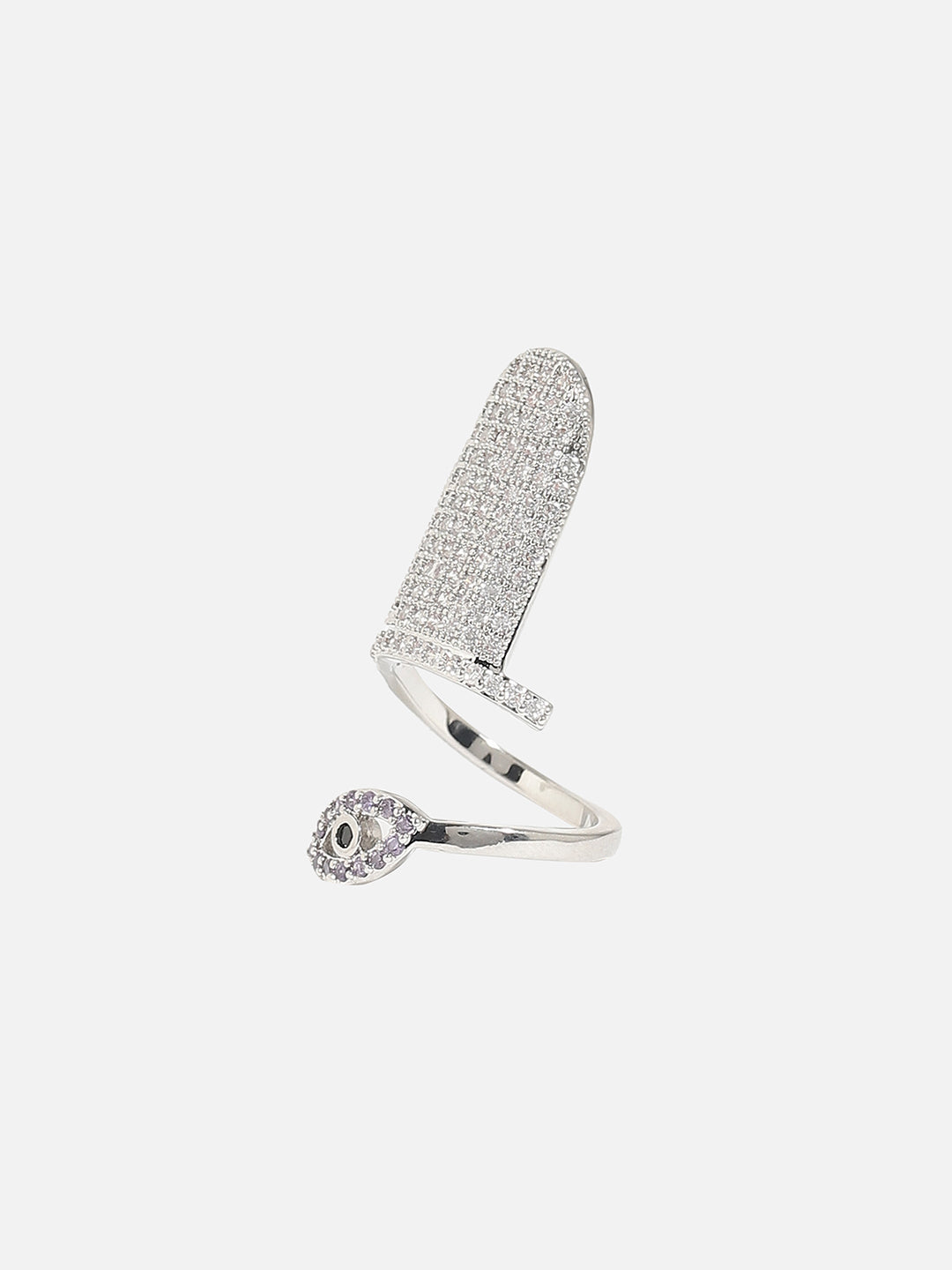 Silver-Plated Stone-Studded Finger Ring
