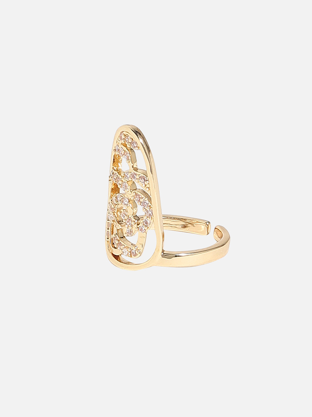 Gold-Plated Stone-Studded Nail Ring