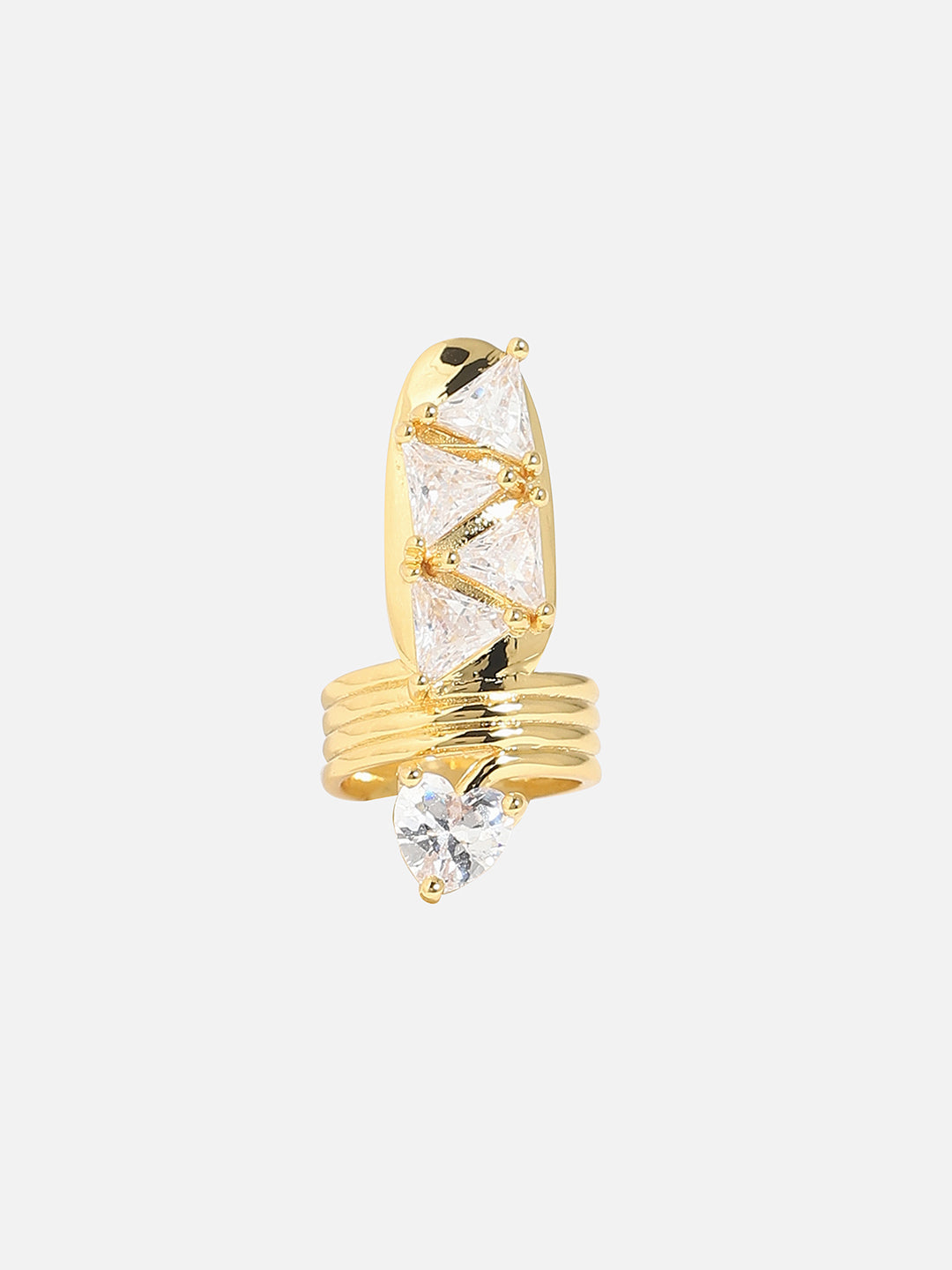 Gold-Plated Stone Studded Nail Rings