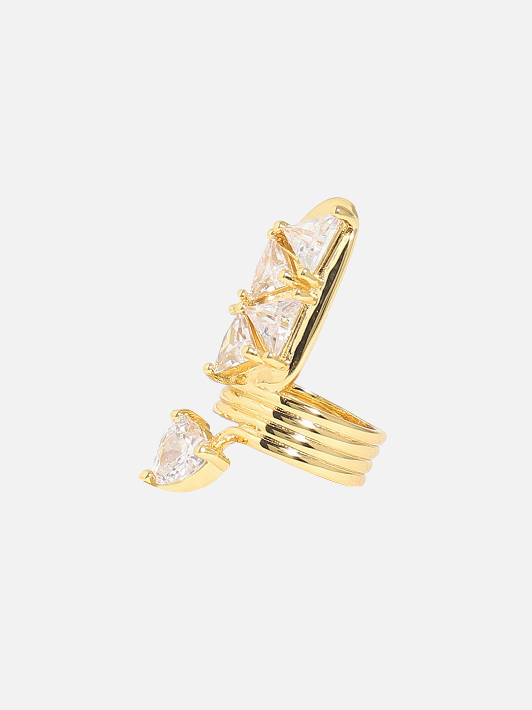 Gold-Plated Stone Studded Nail Rings