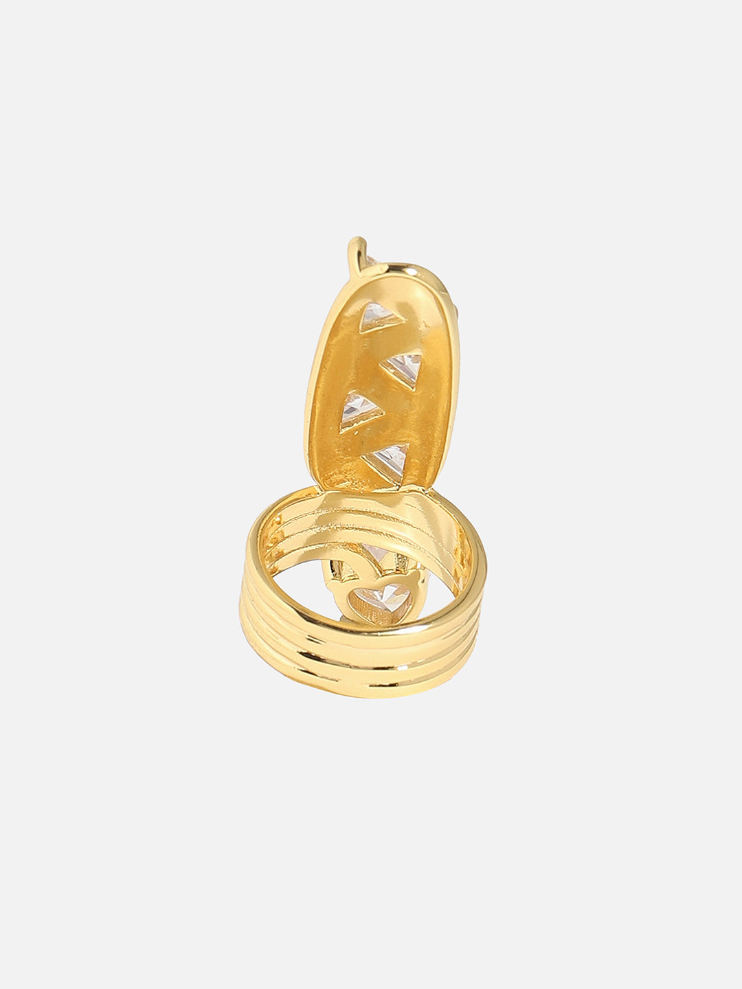 Gold-Plated Stone Studded Nail Rings