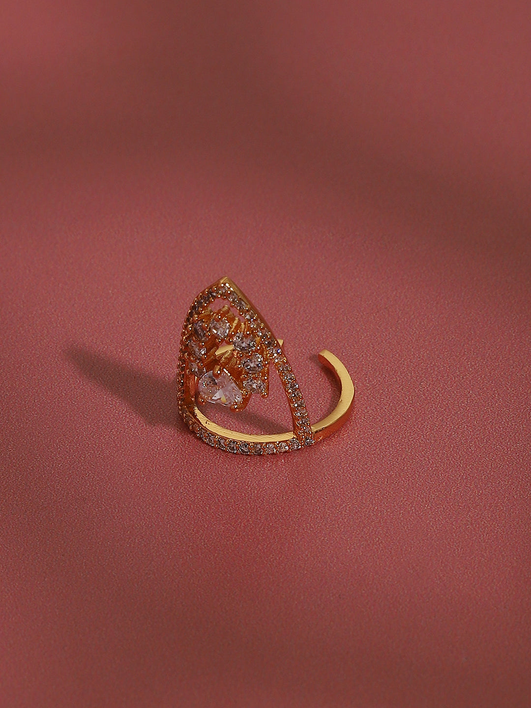 Gold-Plated Stone Studded Nail Rings