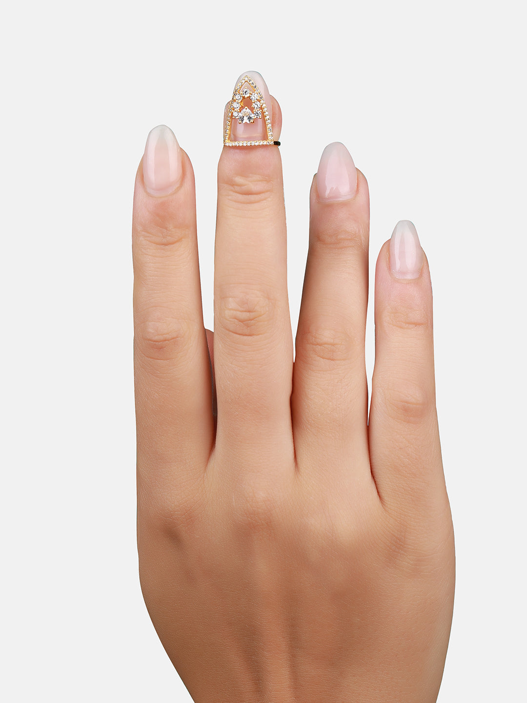 Gold-Plated Stone Studded Nail Rings