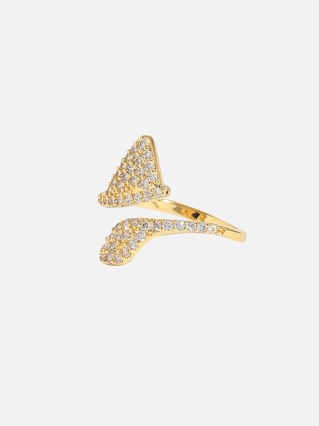 Gold-Plated Stone-Studded Adjustable Finger Ring
