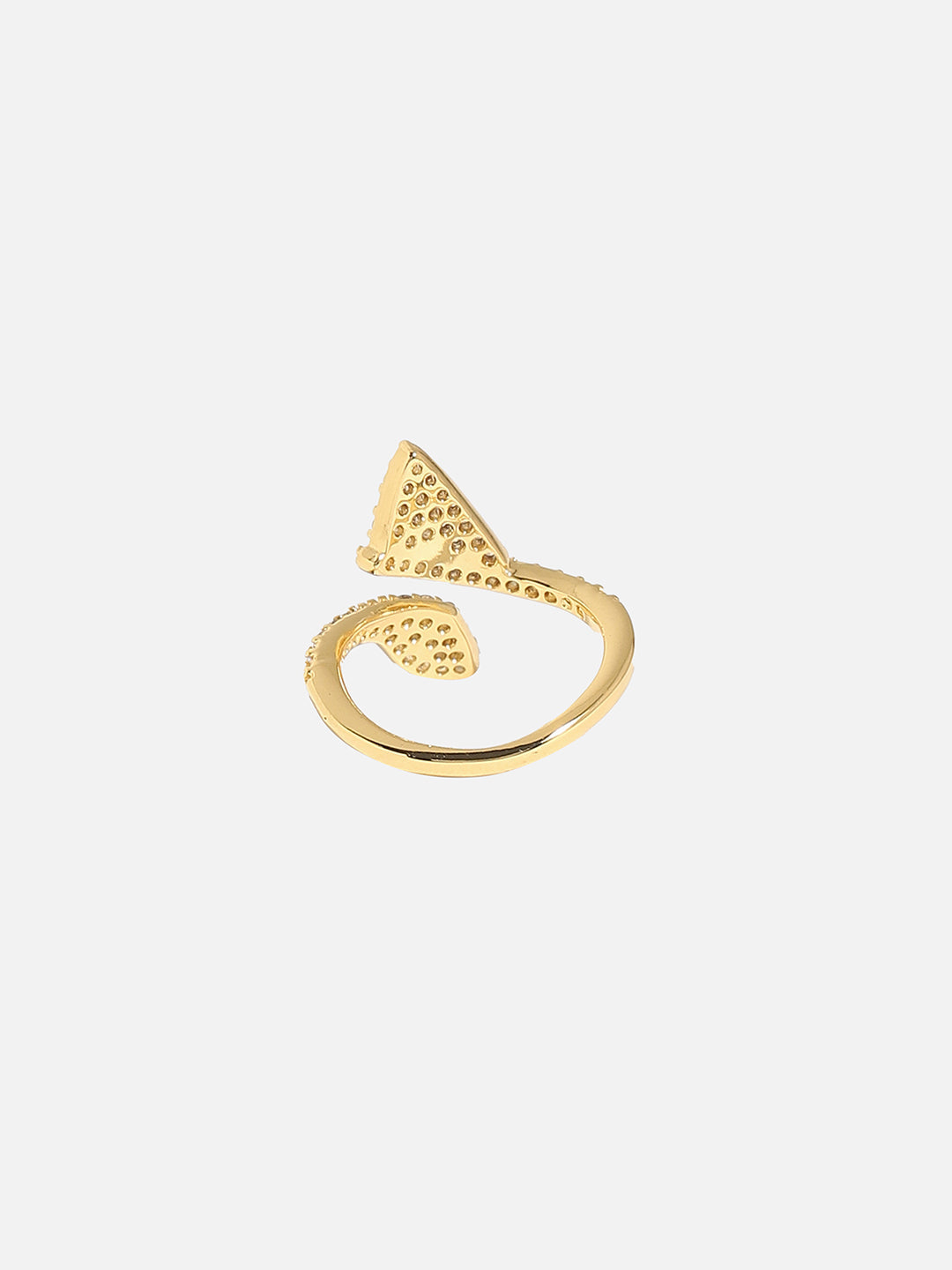 Gold-Plated Stone-Studded Adjustable Finger Ring