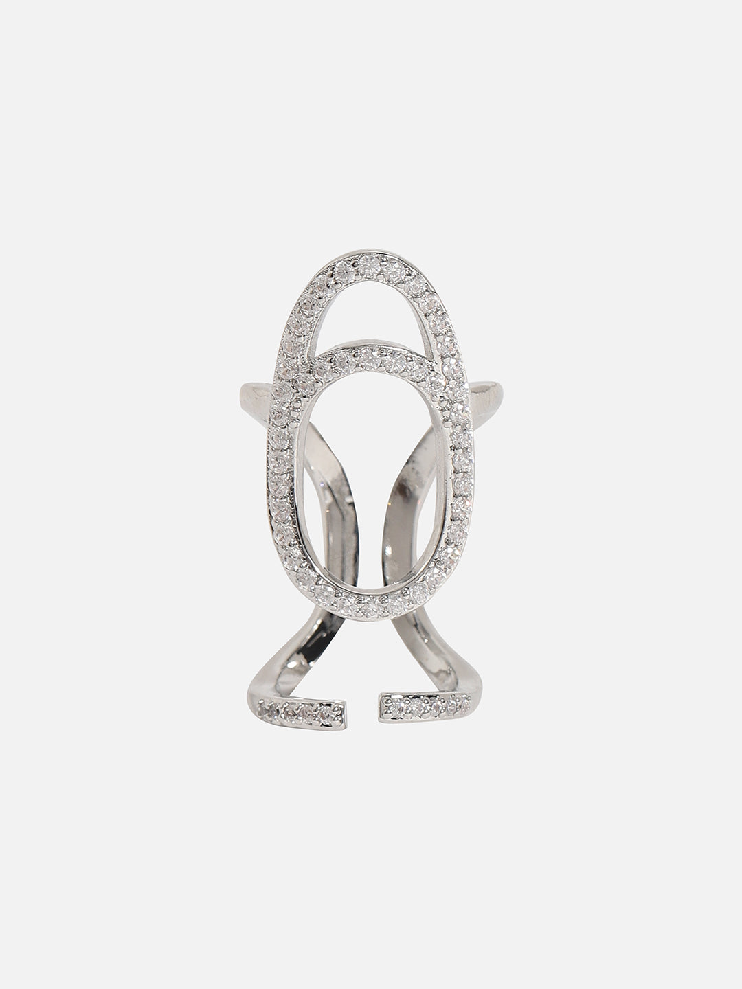 Silver-Plated Stone-Studded Finger Ring