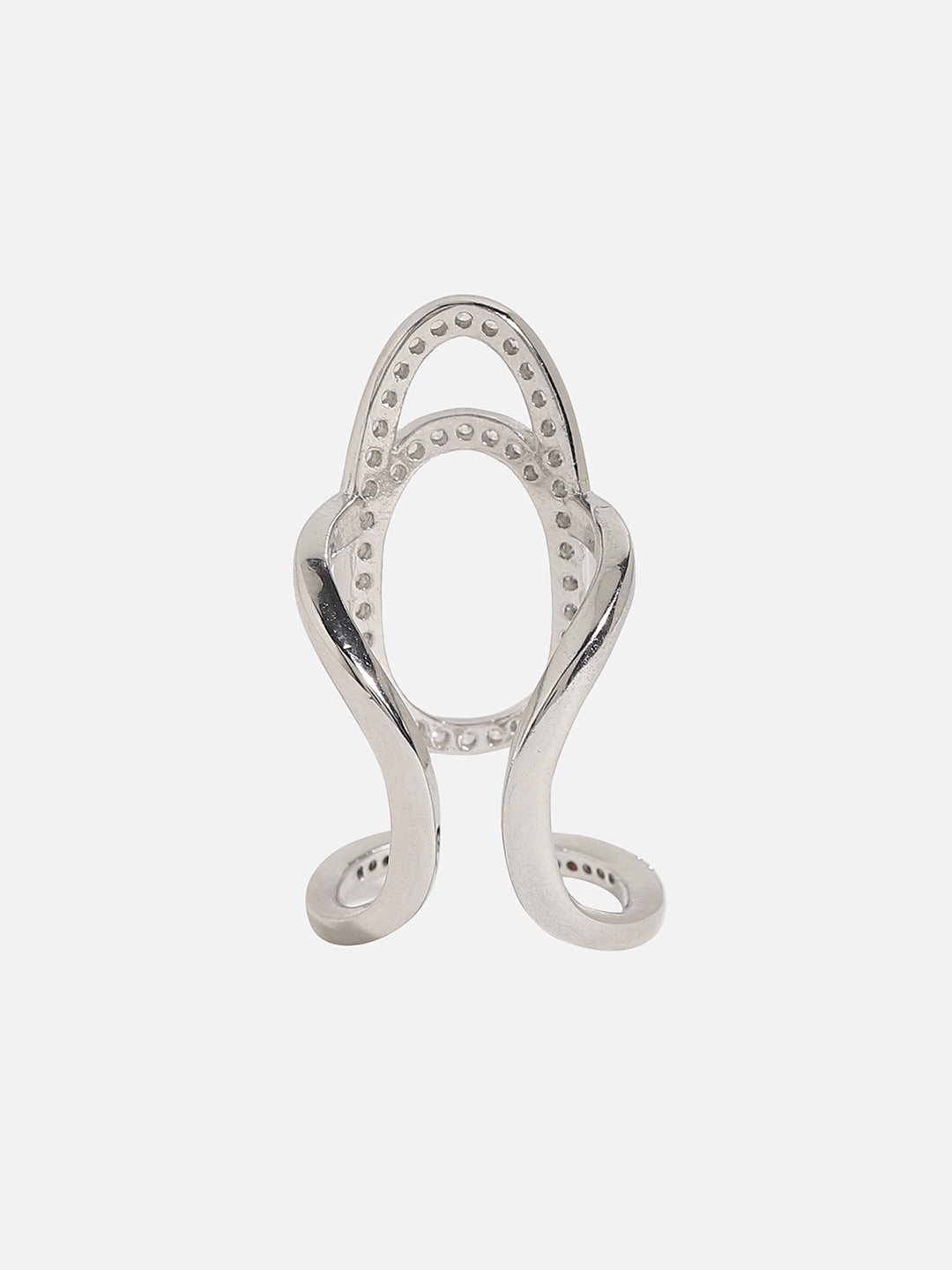 Silver-Plated Stone-Studded Finger Ring