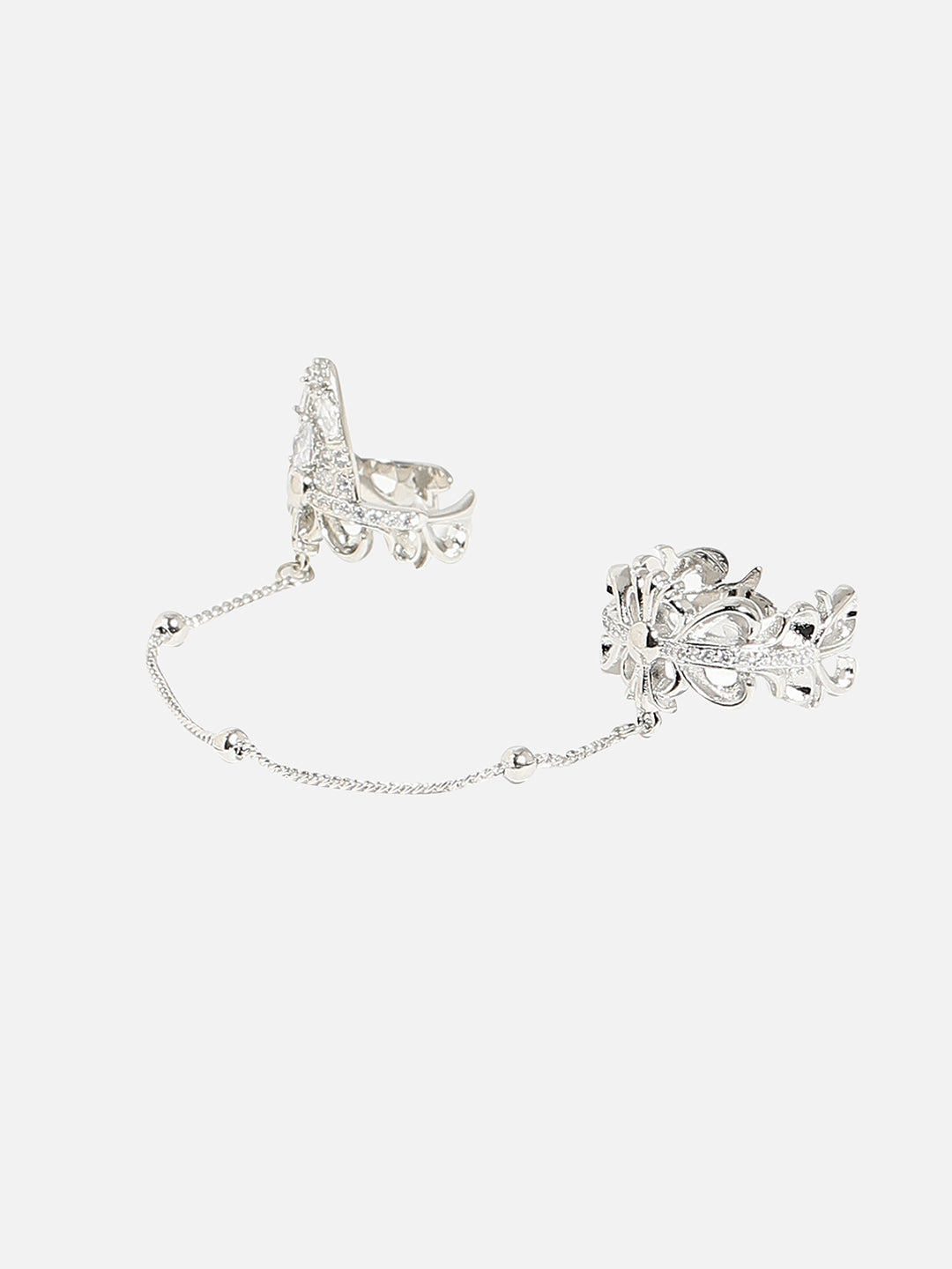 Silver-Plated Chain Linked Finger Ring