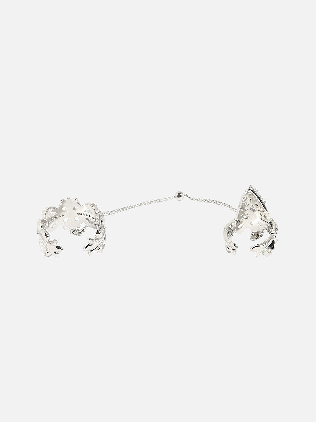 Silver-Plated Chain Linked Finger Ring
