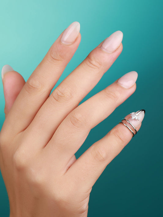 Silver-Plated Stone-Studded Finger Ring