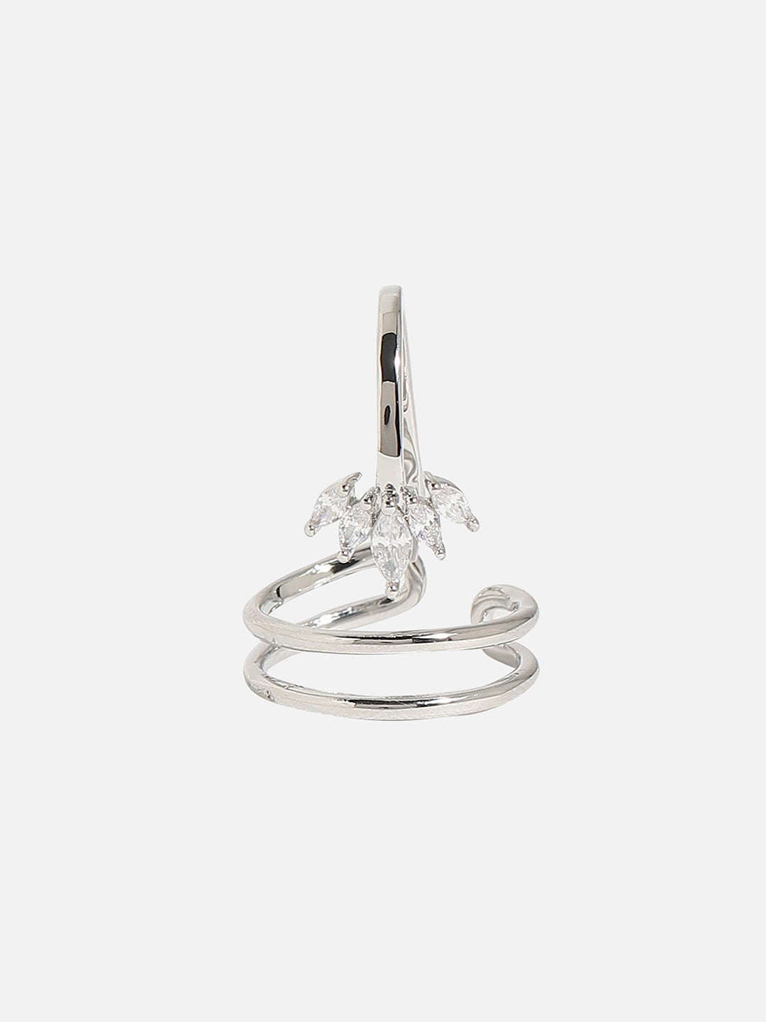 Silver-Plated Stone-Studded Finger Ring