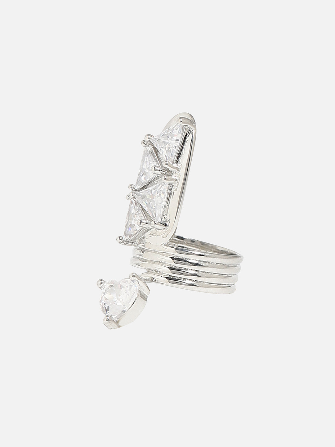 Silver-Plated Stone-Studded Ring