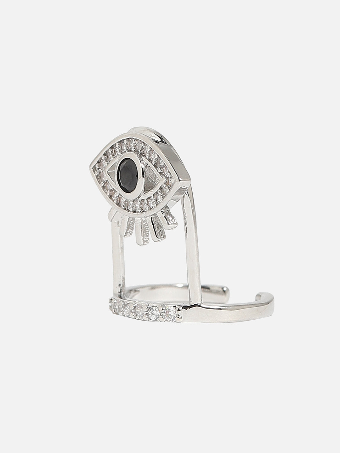 Silver-Plated Stone Studded Nail Rings