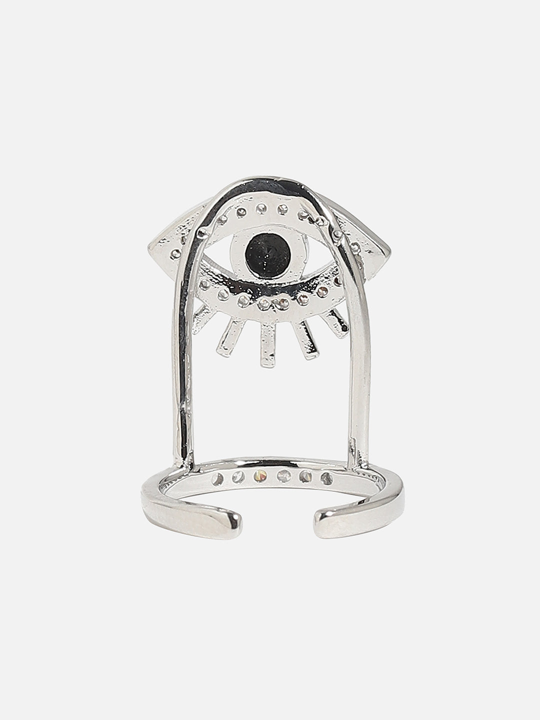 Silver-Plated Stone Studded Nail Rings