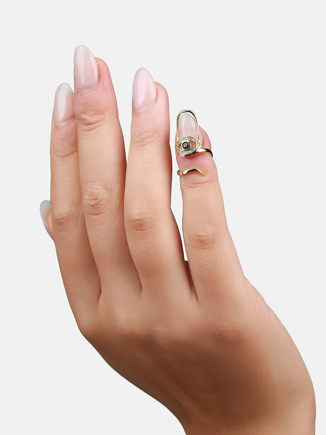 Gold-Plated Stone-Studded Nail Ring