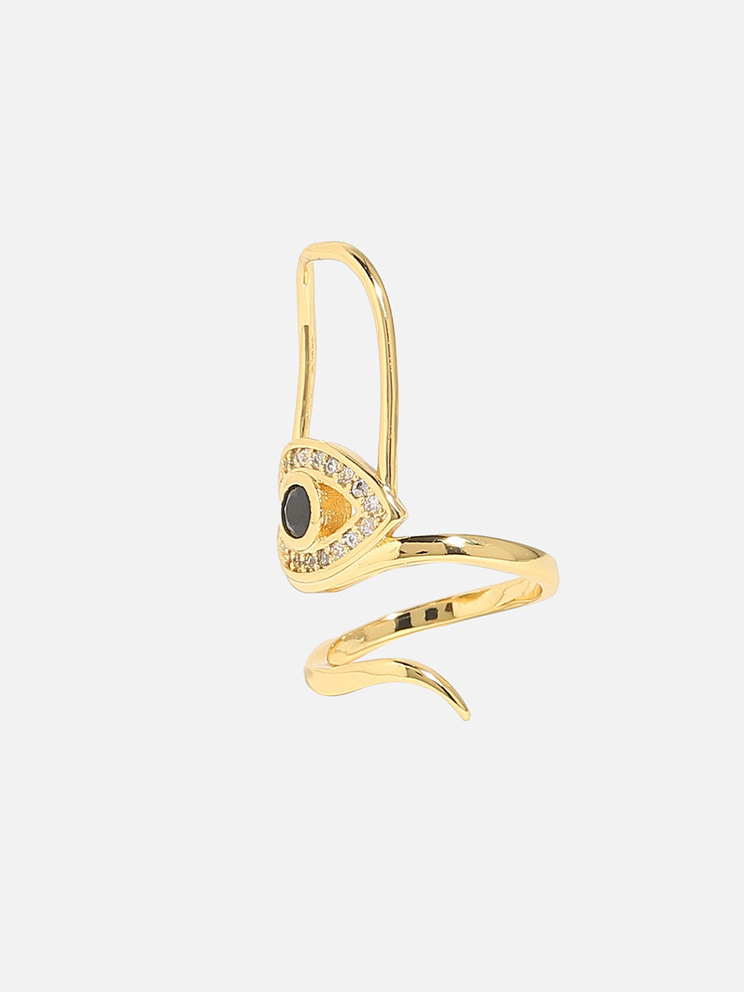 Gold-Plated Stone-Studded Nail Ring