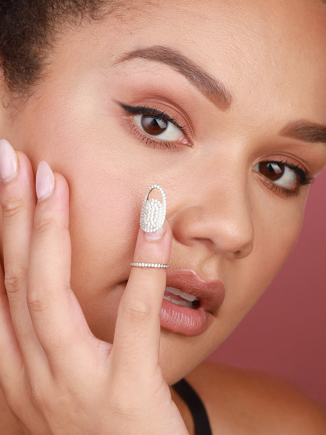 Gold-Plated Stone-Studded Finger Ring