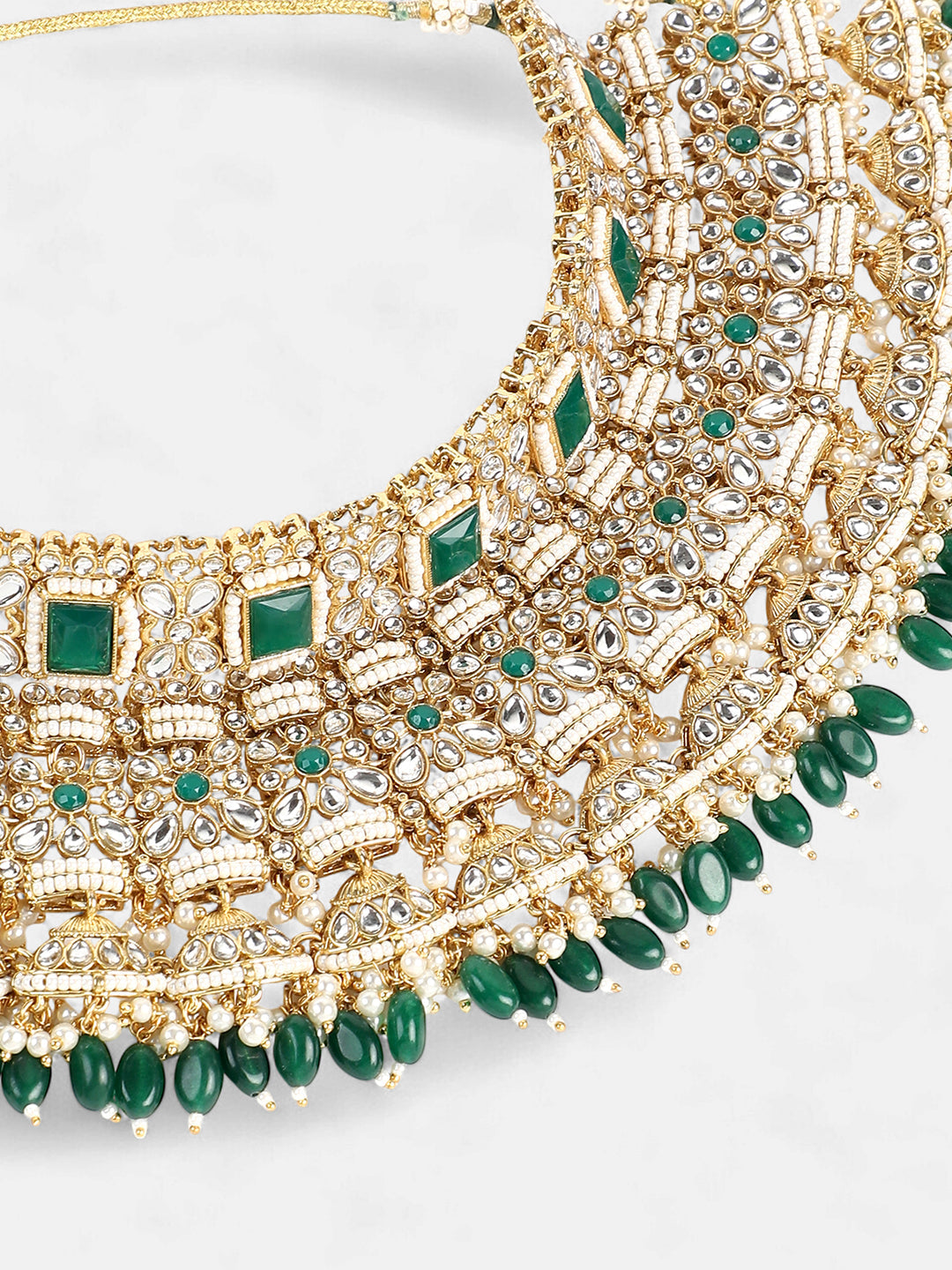 The Sultana Jewellery Set - Emerald Green-SOHNCK1536