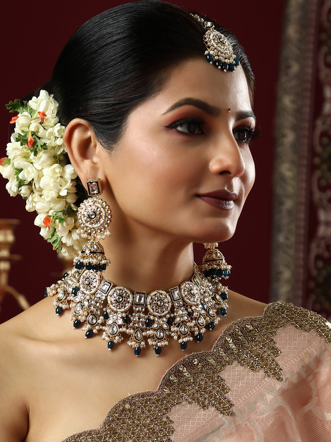 The Rayannah Jewellery Set - Emerald Green-SOHNCK1538