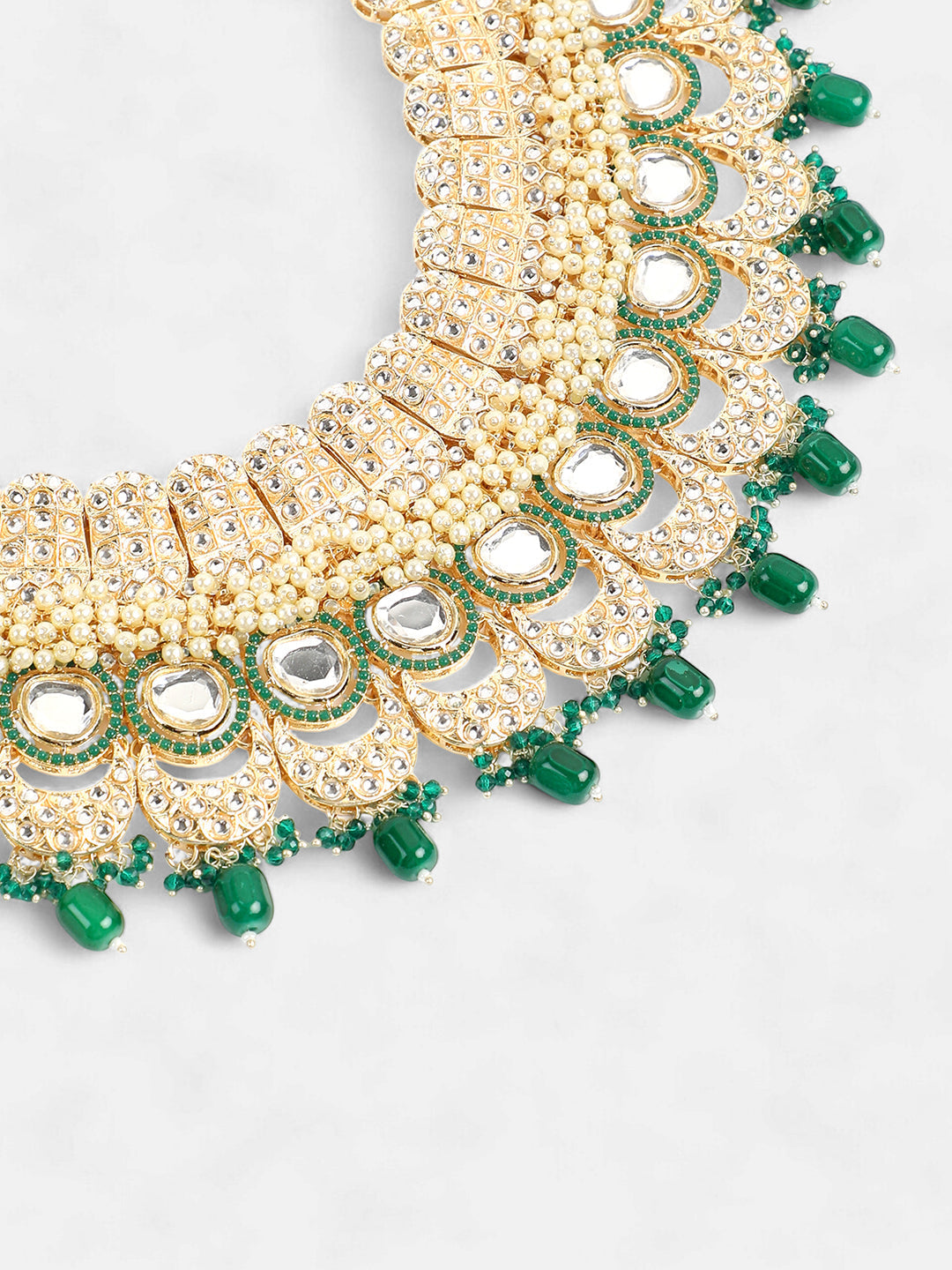 The Roshanara Jewellery Set - Emerald Green-SOHNCK1542