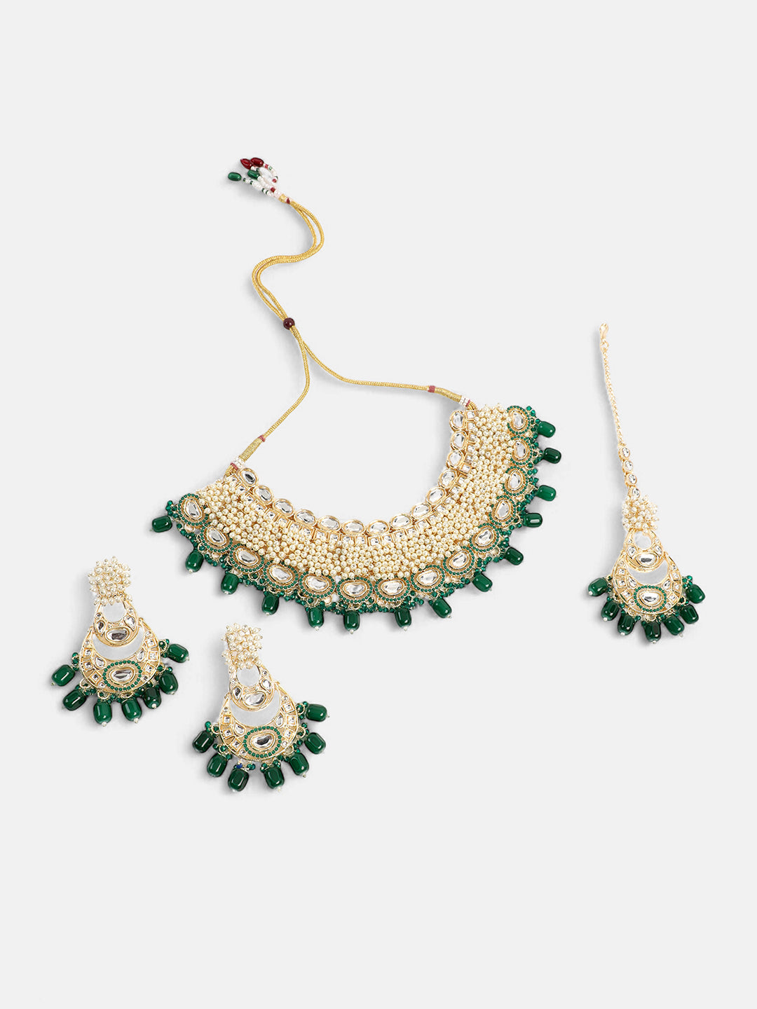 The Fathiyya Jewellery Set - Emerald Green-SOHNCK1545