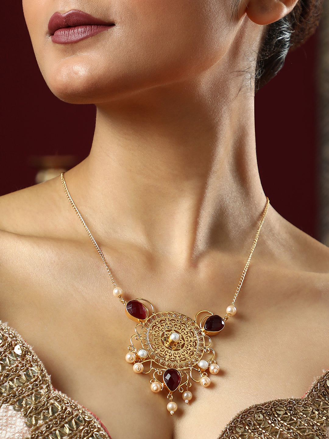 The Amani Long Necklace - Ruby Red-SOHNCK1547