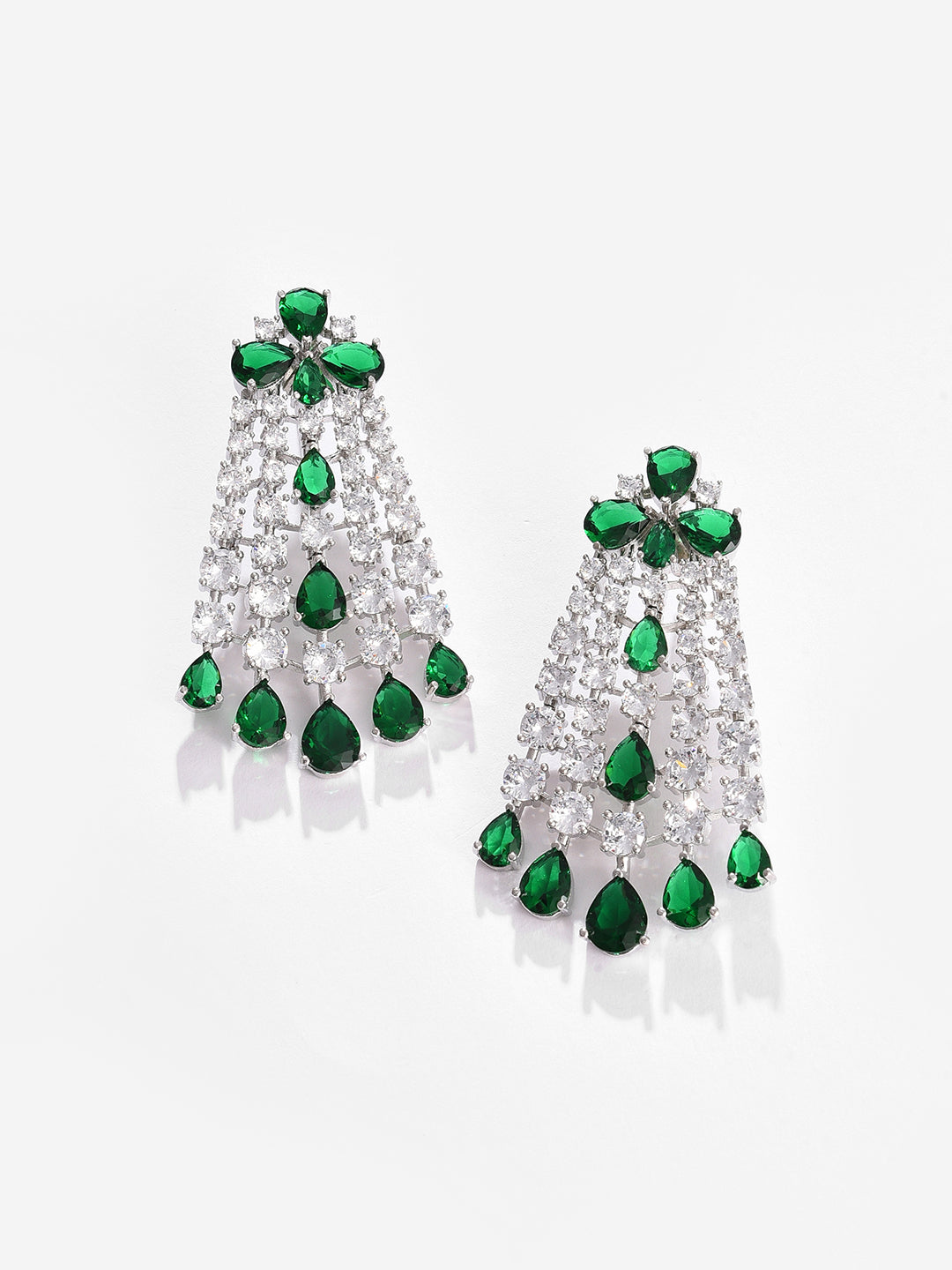 Silver Plated Designer Stone Necklace and Earring Set