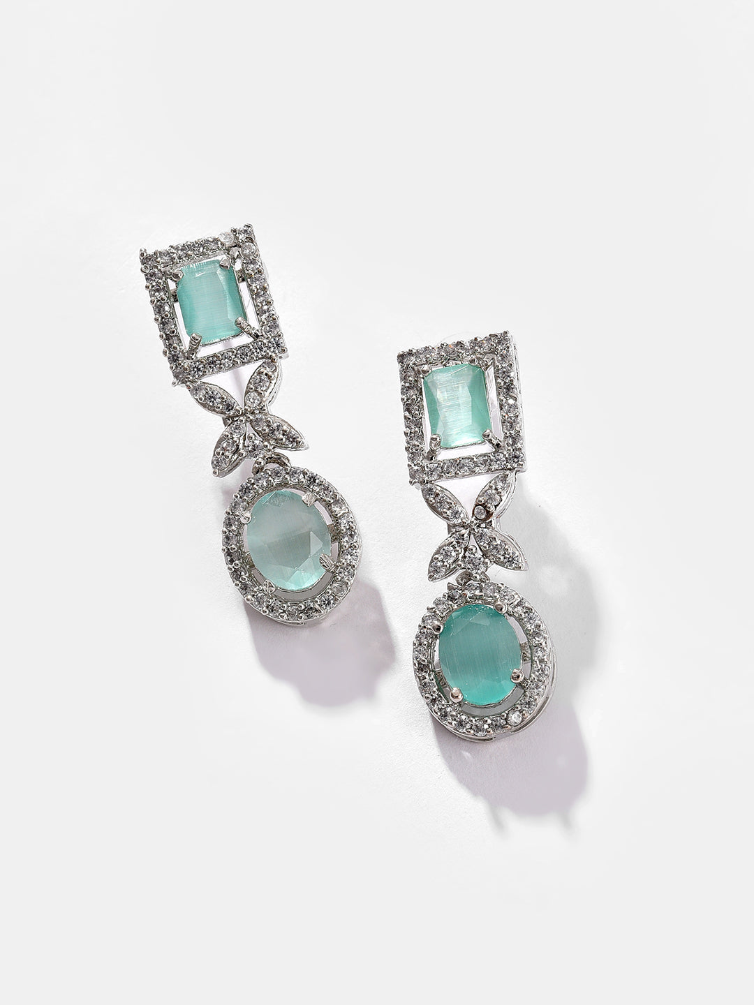 Silver Plated Designer Stone Necklace and Earring Set