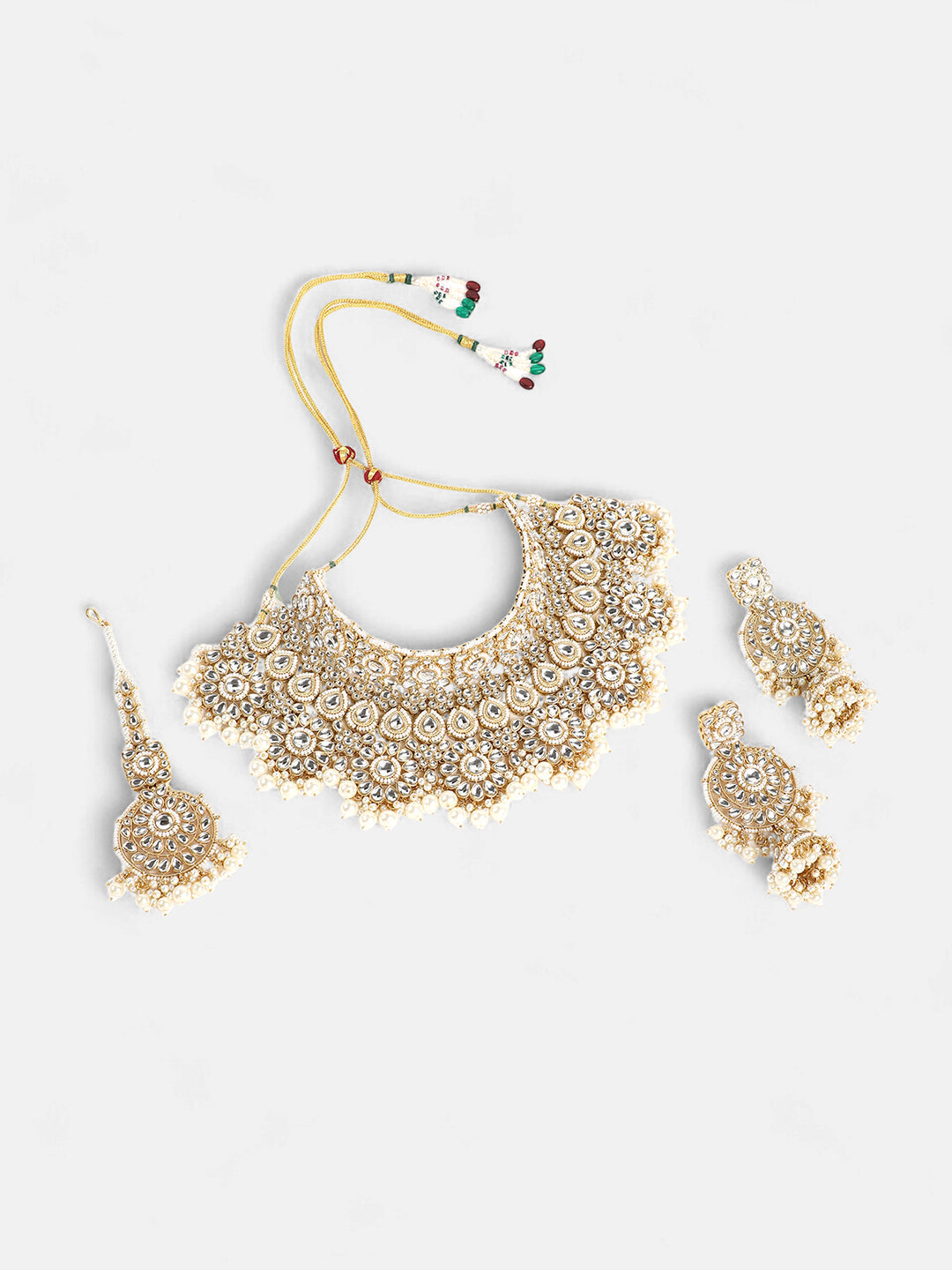 The Mehrunissa Jewellery Set - Crystal Silver-SOHNCK2151