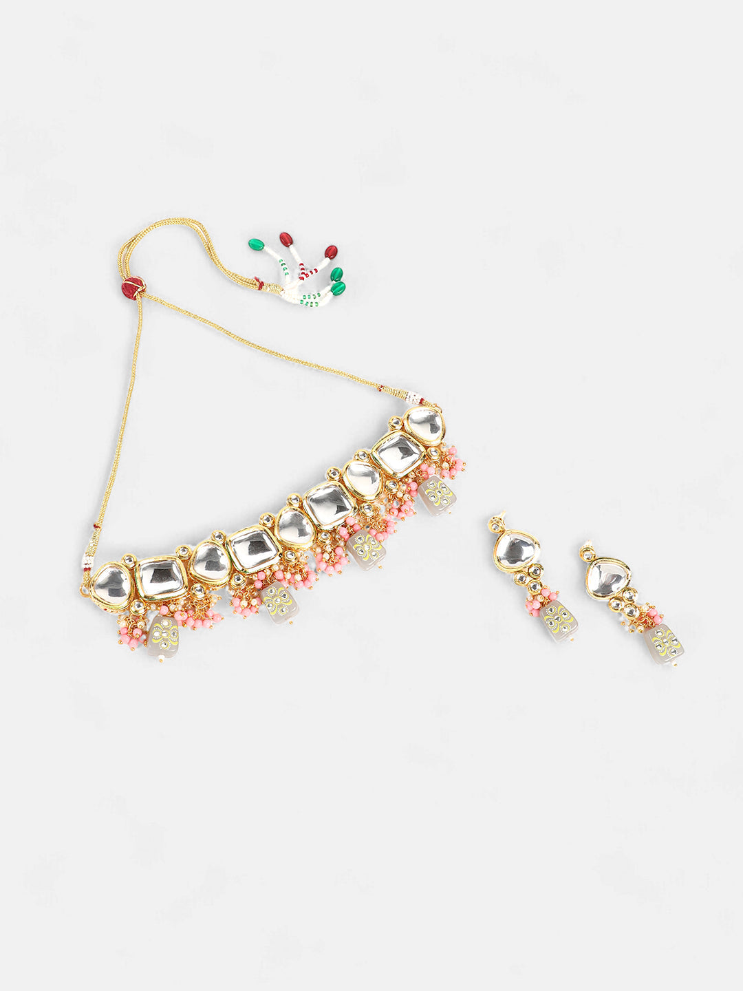 The Azra Jewellery Set - Cloud Grey & Bubblegum Pink-SOHNCK2159