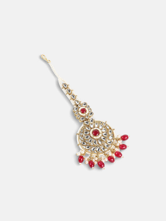 The Mehrunissa Jewellery Set - Ruby Red-SOHNCK2207