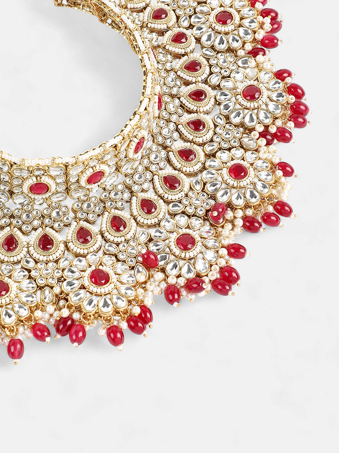 The Mehrunissa Jewellery Set - Ruby Red-SOHNCK2207