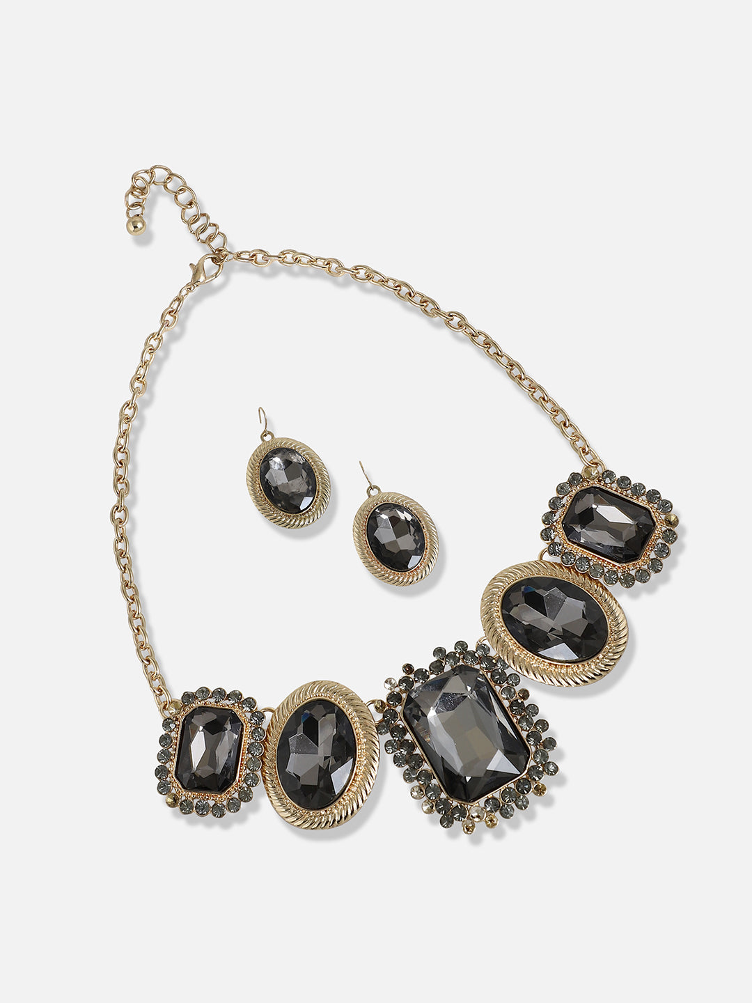 Gold Plated Designer Stone Party Necklace and Earring Set