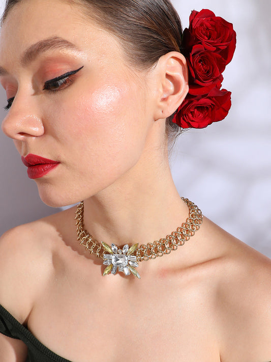 Gold Plated Designer Stone Party Necklace