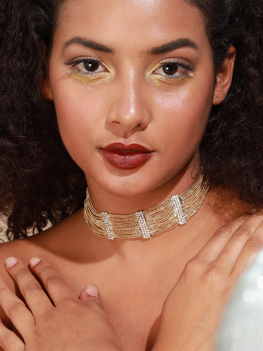 Gold Plated Designer Stone Party Necklace