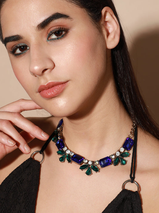 Gold Plated Designer Stone Party Necklace