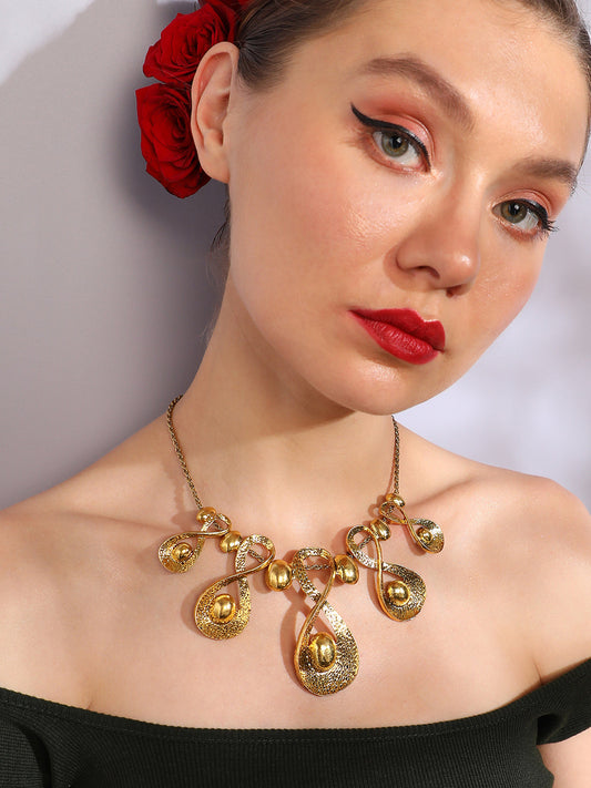 Gold Plated Designer Stone Party Necklace