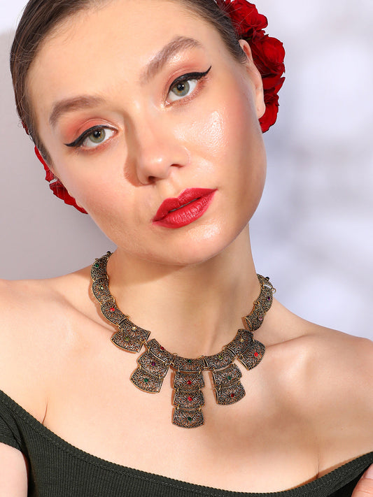 Gold Plated Designer Stone Party Necklace