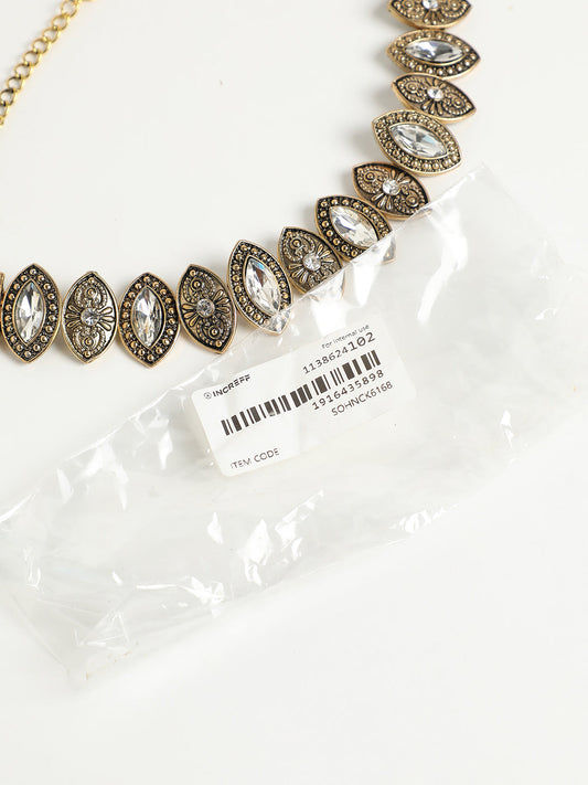 Gold-Plated Stones Studded Choker Necklace