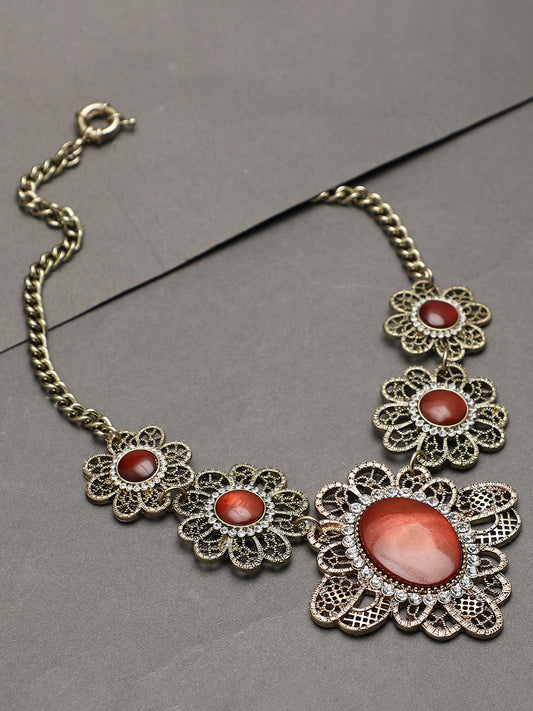Gold Plated Designer Stone Necklace