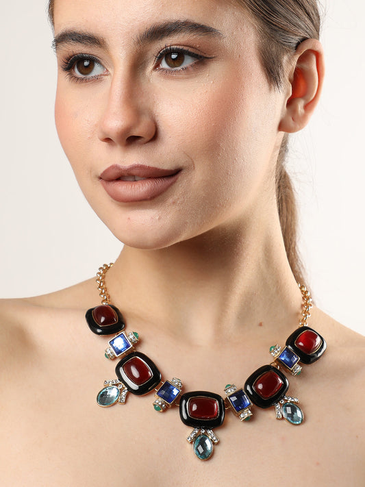 Silver Plated Designer Stone Necklace