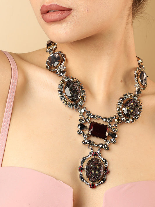 Gold Plated Designer Stone Necklace