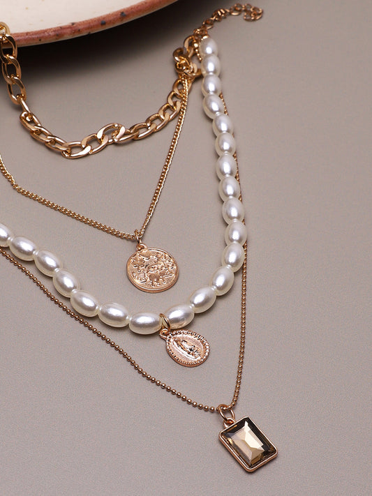 MULTI LAYERED GOLD PLATED NECKLACE