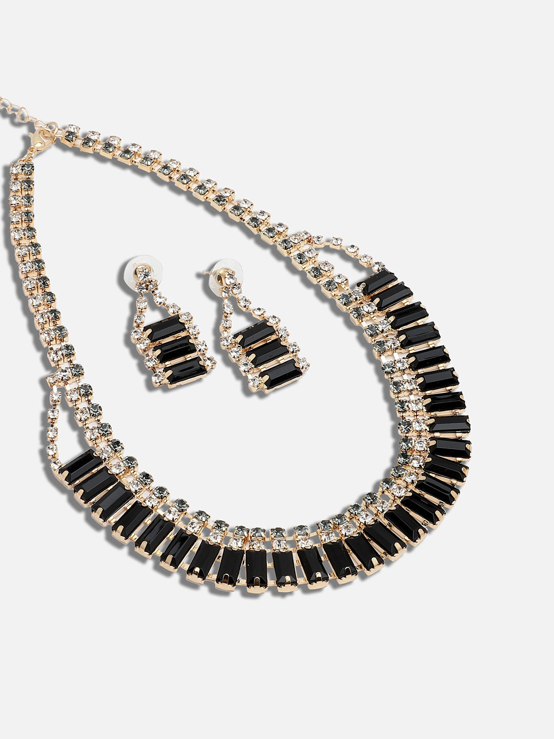 GOLD PLATED PARTY DESIGNER STONE NECKLACE AND EARRING SET FOR WOMEN