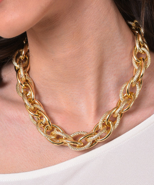 Gold Plated Necklace with Chain Detail