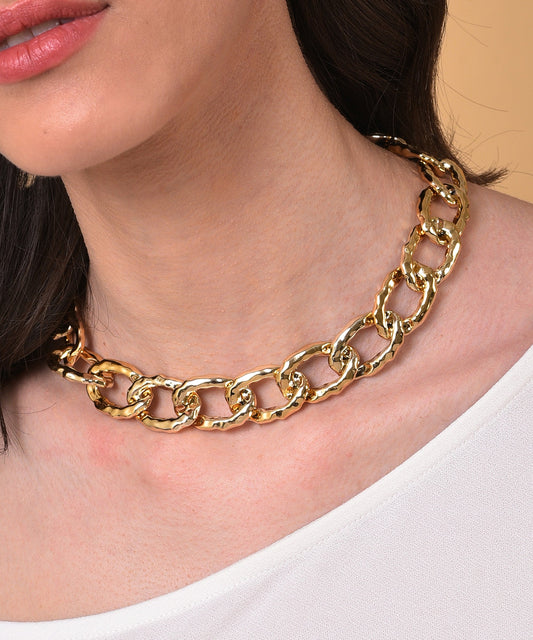 Gold Plated Necklace with Chain Detail
