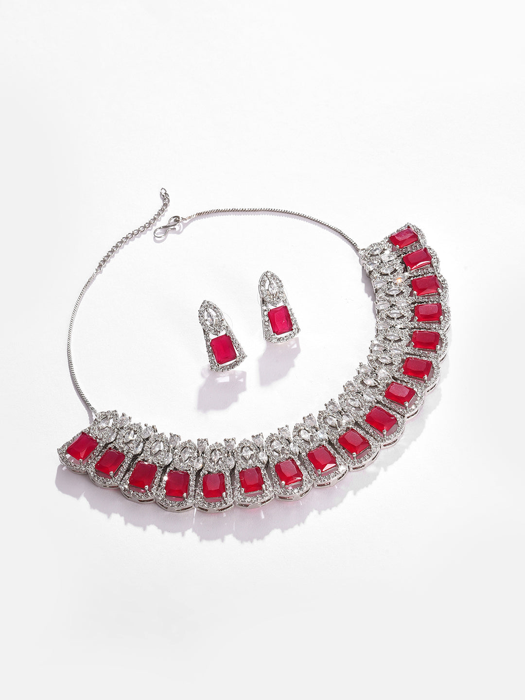 Silver Plated Designer Stone Necklace Set