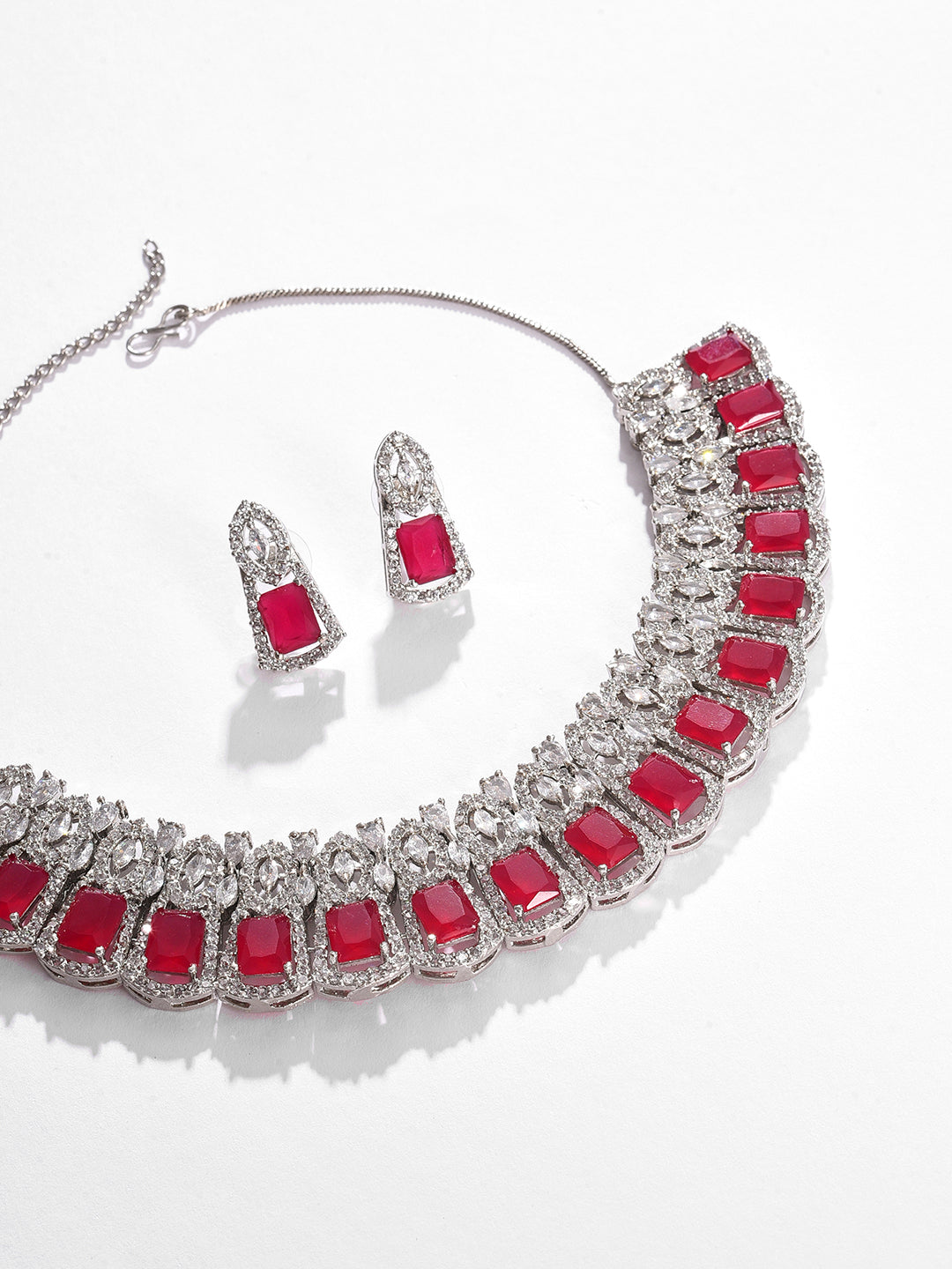 Silver Plated Designer Stone Necklace Set
