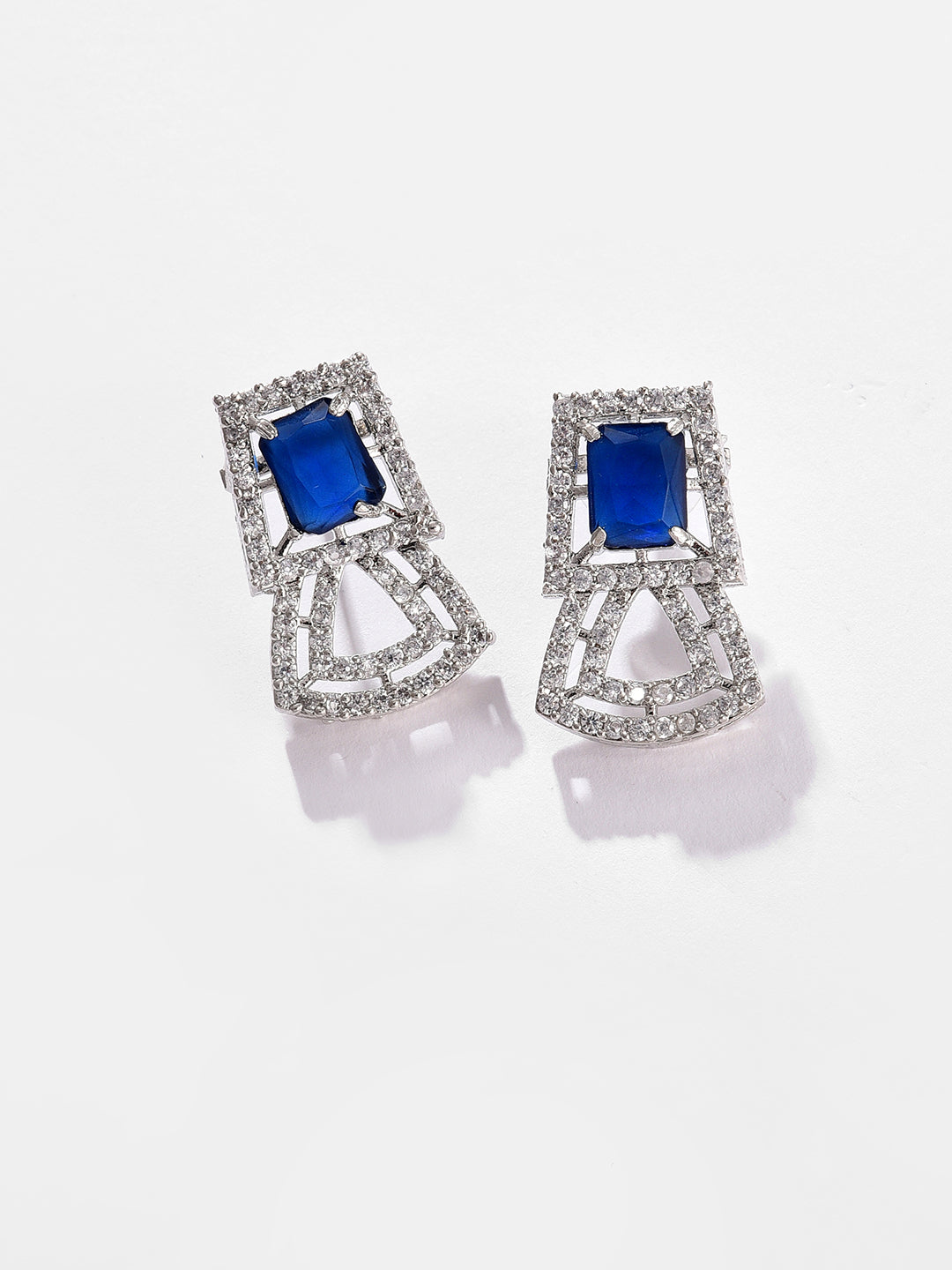 Silver Plated Designer Stone Necklace and Earring Set